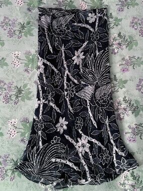 Vintage ICE Y2K In The Forrest Whimsigoth Floral Beaded Midi Skirt 🖤🤍
